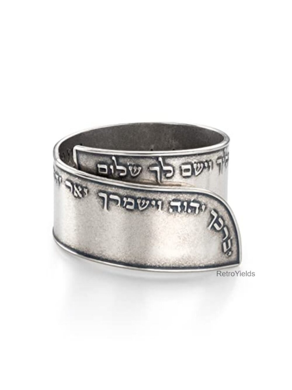 Priestly Blessing Hebrew Prayer Adjustable Wrap Ring Silver Gold Plated Brass